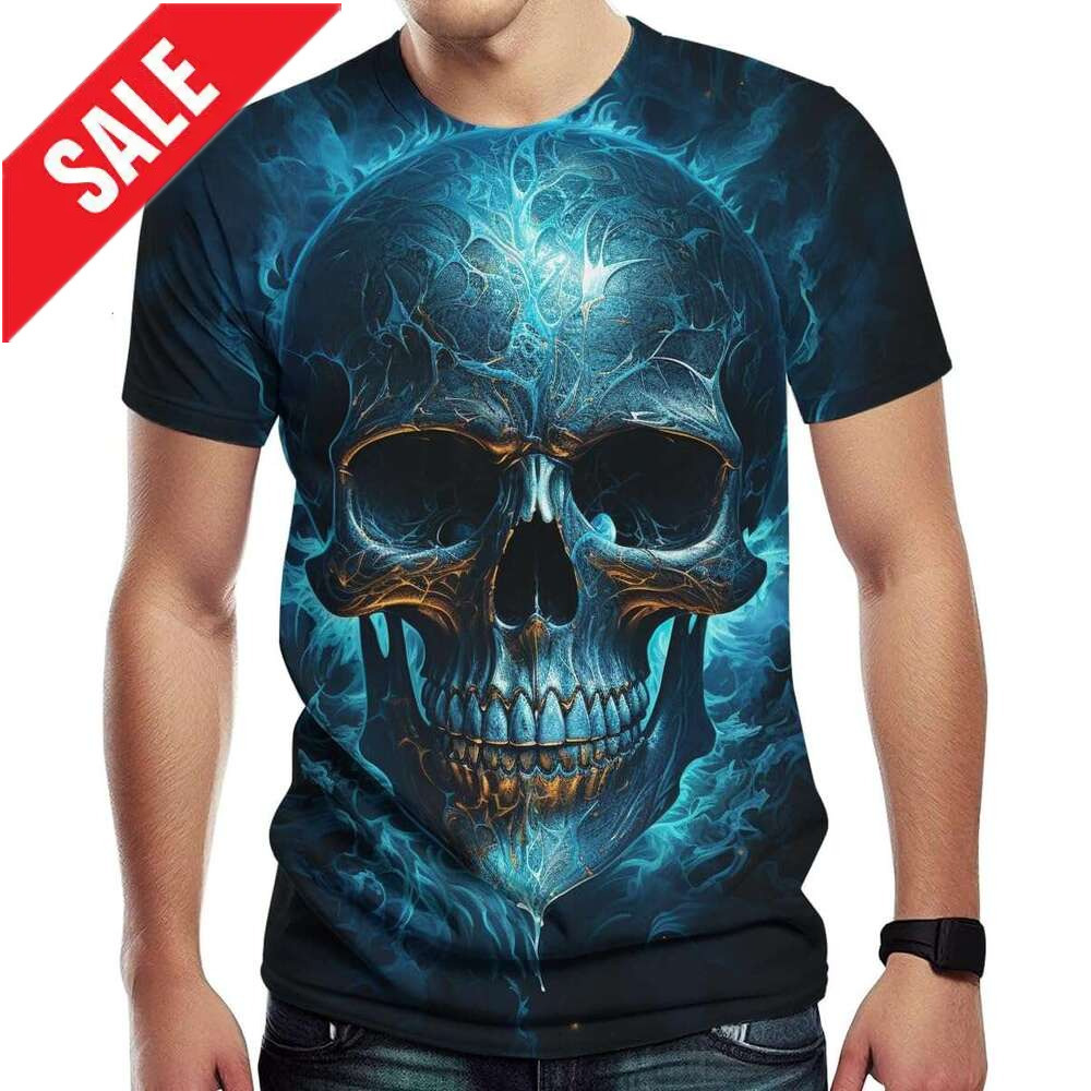Halloween Mens T shirt Skull T-Shirts for Men Novelty 3D Printed Shirts Summer Graphic Top shirts tshirt graphic tee Casual tops summer clothes Short 