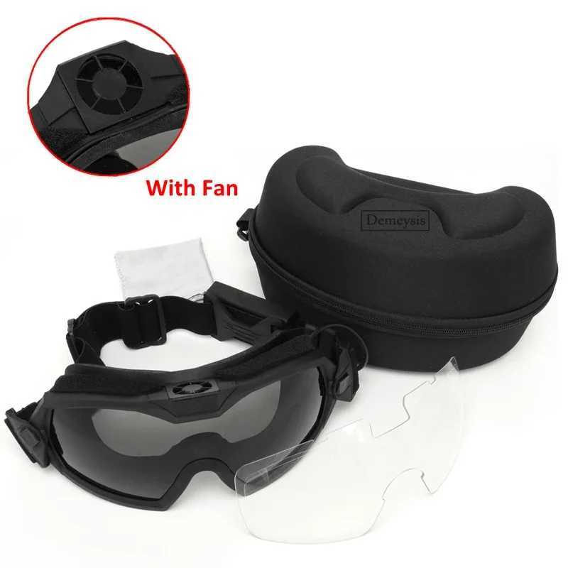 Tactical Glasses with Micro Fan Anti Fog Hunting Paintball Transparent Lens Motorcycle Goggles Eye Protection Safety Eyewear J250919