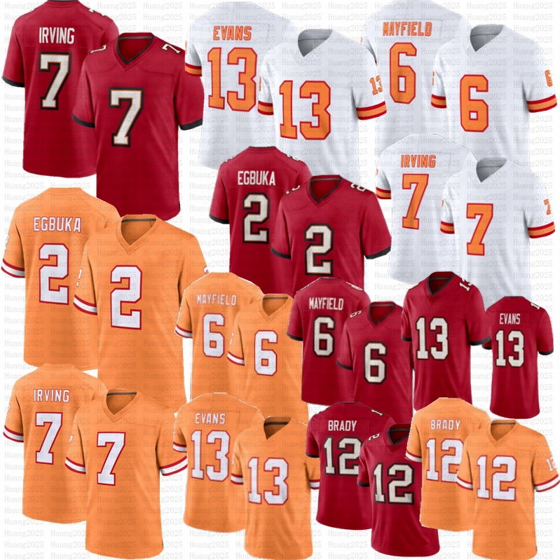 2025 New Baker Mayfield Mike Evans Football Jersey Emeka Egbuka Bucky Irving Chris Godwin Jr Tom Brady Brooks Winfield Jr David Vita Vea Alstott Diaby Uguak Barber