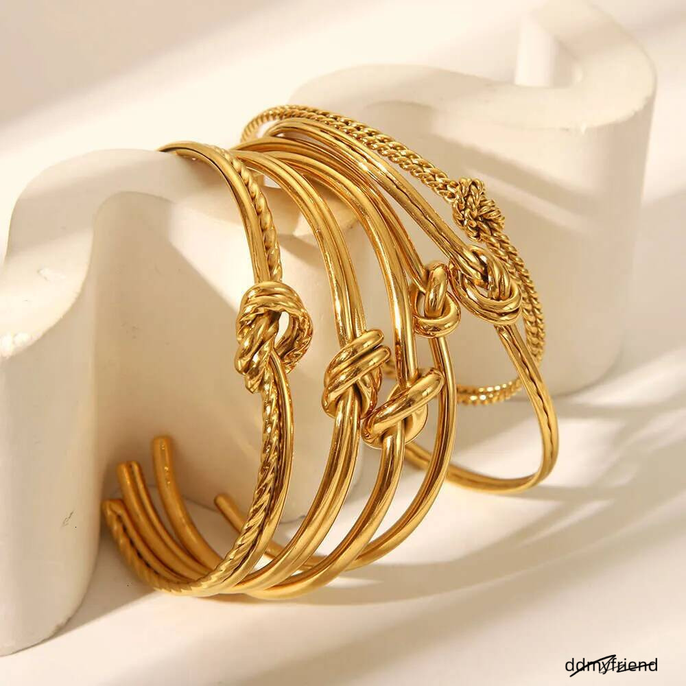 Hot Selling Knotted Twisted Open Stainless Steel Niche Design Simple Ins Style Bracelet Jewelry ddmyfriend
