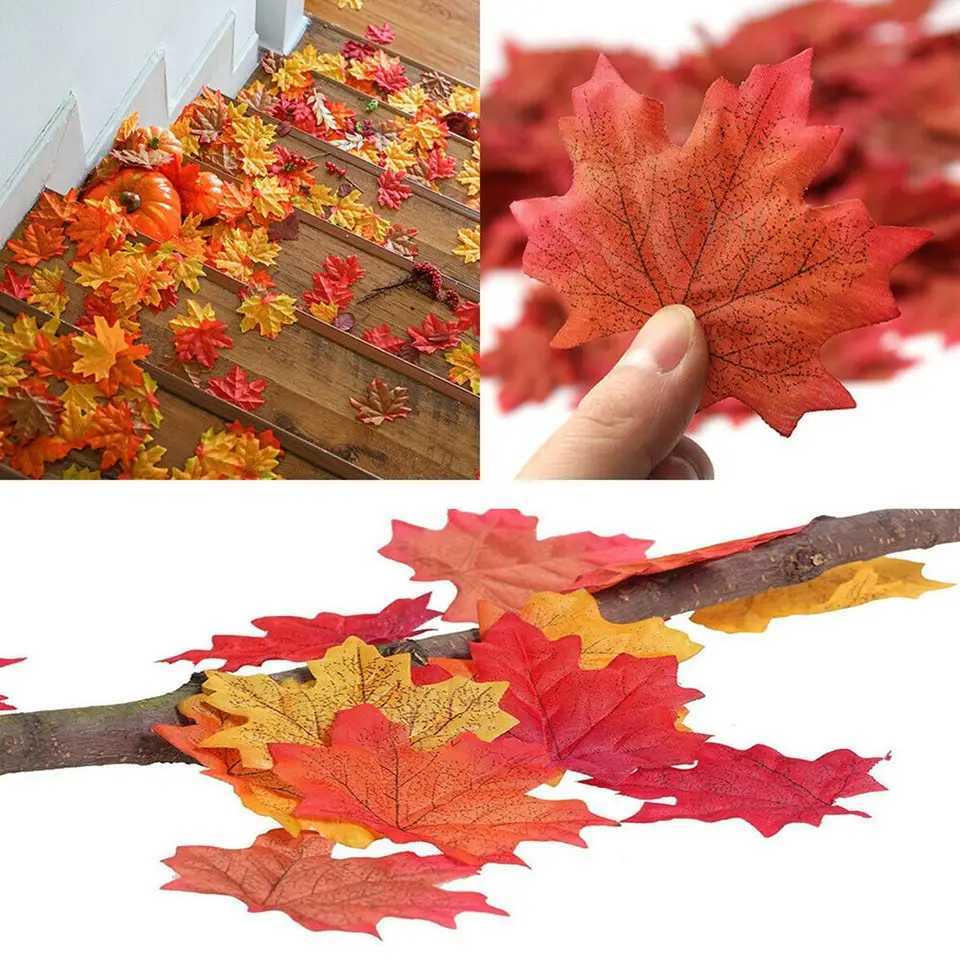 100200Pcs Artificial Maple Leaf Autumn Fake Silk Leaves Home Living Room Desk Decoration Craft Wedding Holiday Party Decor C250919