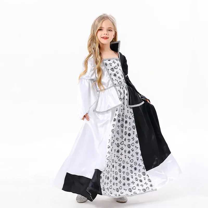 Children Halloween Costumes Girl Black White Witch Cosplay Dress Festive Princess Costumes Christmas New Year Gifts L250918