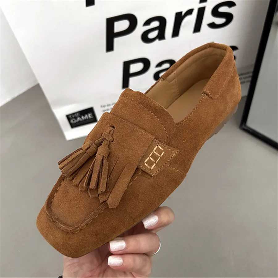 Fringed Women Ballet Flats Square Toe Walking Driving Shoes Ladies Comfortable Vai Loafers Tassels Flat EspadrillesXJ250919