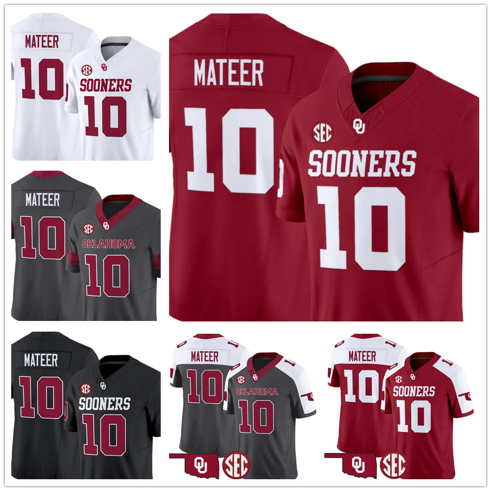 10 John Mateer Jerseys Football 2025-26 Men's Oklahoma College Sooners Uniform Men Women Youth All Stitched