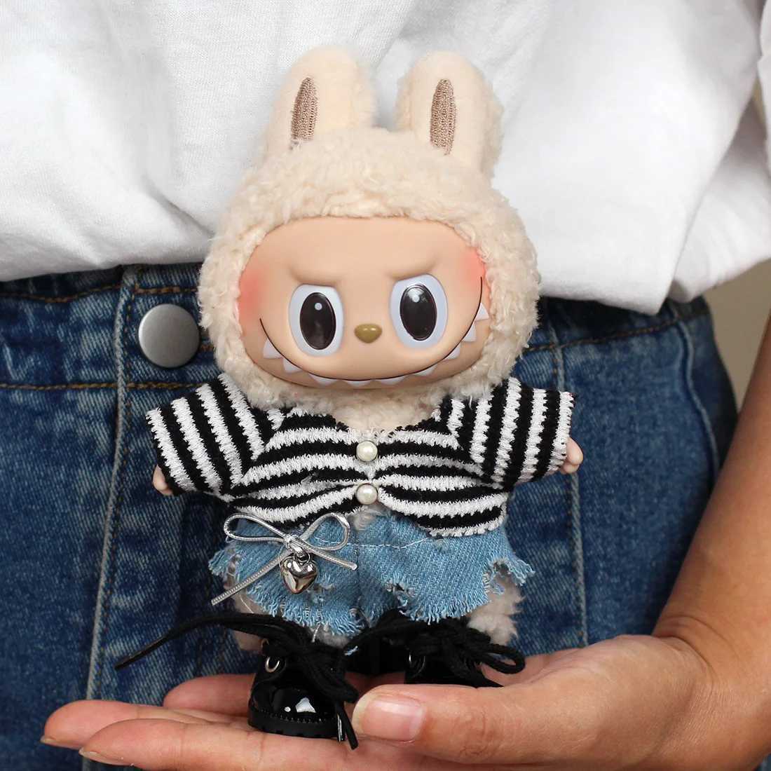 Cute 17cm Mini DollS Clothes Outfit Accessories For Korea Kpop Exo Labubu Idol Dolls Overalls Hoodie Clothing DIY Gift C250919