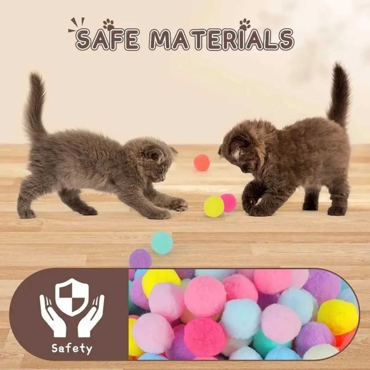 20Pcs Soft Pom Balls for Kittens with Cat Ball Launcher Toy Interactive Plush Toy for Kitten Training and PlayPet Products X250918