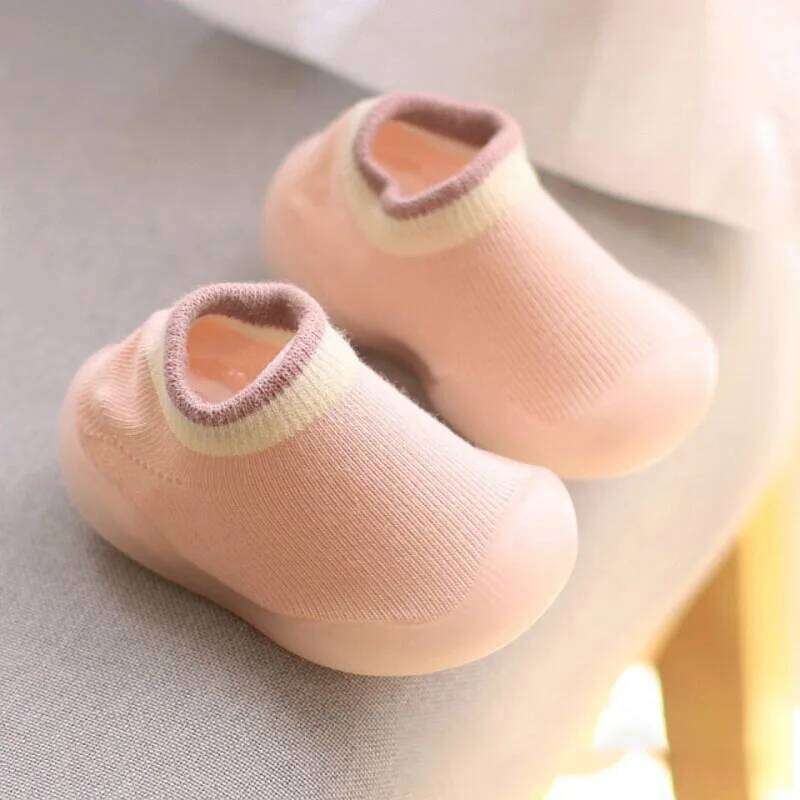 Baby First Walkers Comfortable Boys Girls Kids Rubber Soft Non-Slip Sole Floor Shoes Knit Booties