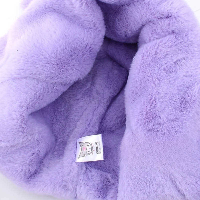 Sanrio Kulomi Childrens Plush Hat Girls Warm Pullover Hat Girls Ear Protection and Coldproof Thickened Fleece Hat L250919