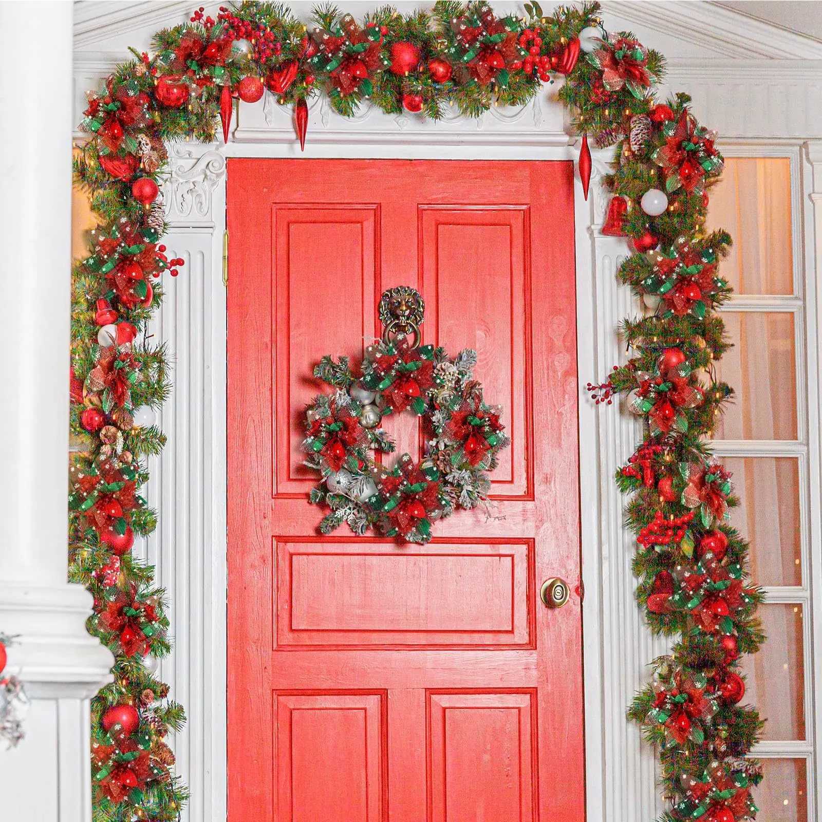 5PCS Glitter Christmas Poinsettia Artificial Flowers with Clips Stems for Xmas Tree Wreath DIY Wedding Home New Year Decorations C250919