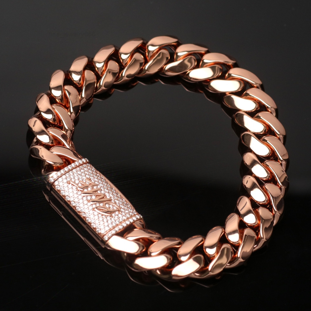 Iced Out Customized Trendized Bracelets Hip Hop Cuban Chain VVS Moissanite Clasp 925 Silver Cuban Link Bracelet