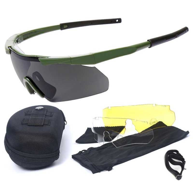 Military Tactical Goggles CS Airsoft Windproof Shooting Glasses HD 3 Lens Motocross Motorcycle Mountaineering Safe Glasses J250919