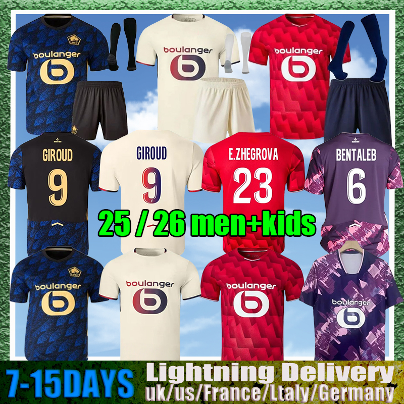 2025 2026 LOSC Lille Soccer Jerseys GIROUD E.MBAPPE ZHEGROVA ANGEL DIAKITE YAZICI OUNAS Football Shirt 24 25 Lille anniversary HARALDSSON Fourth Maillot Men Kids Kit
