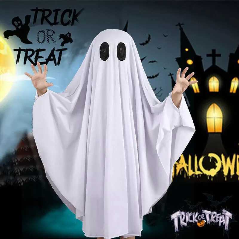 Cute Kids Halloween Horror Cloak Cape Anime No Face Cosplay Costumes Ghost White Tassels Cloak Unisex Halloween Costume Full Set L250918