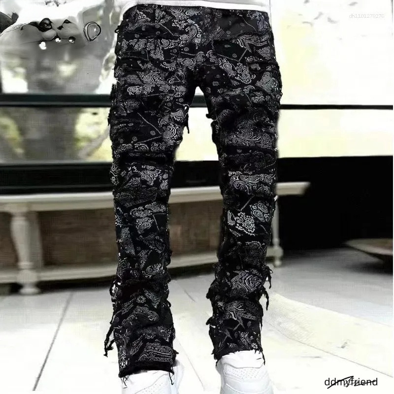 Men's Jeans Kakan - Elastic Patch Y2k Clothes Street Fashion Straight Leg Pants Long Man Brand ddmyfriend