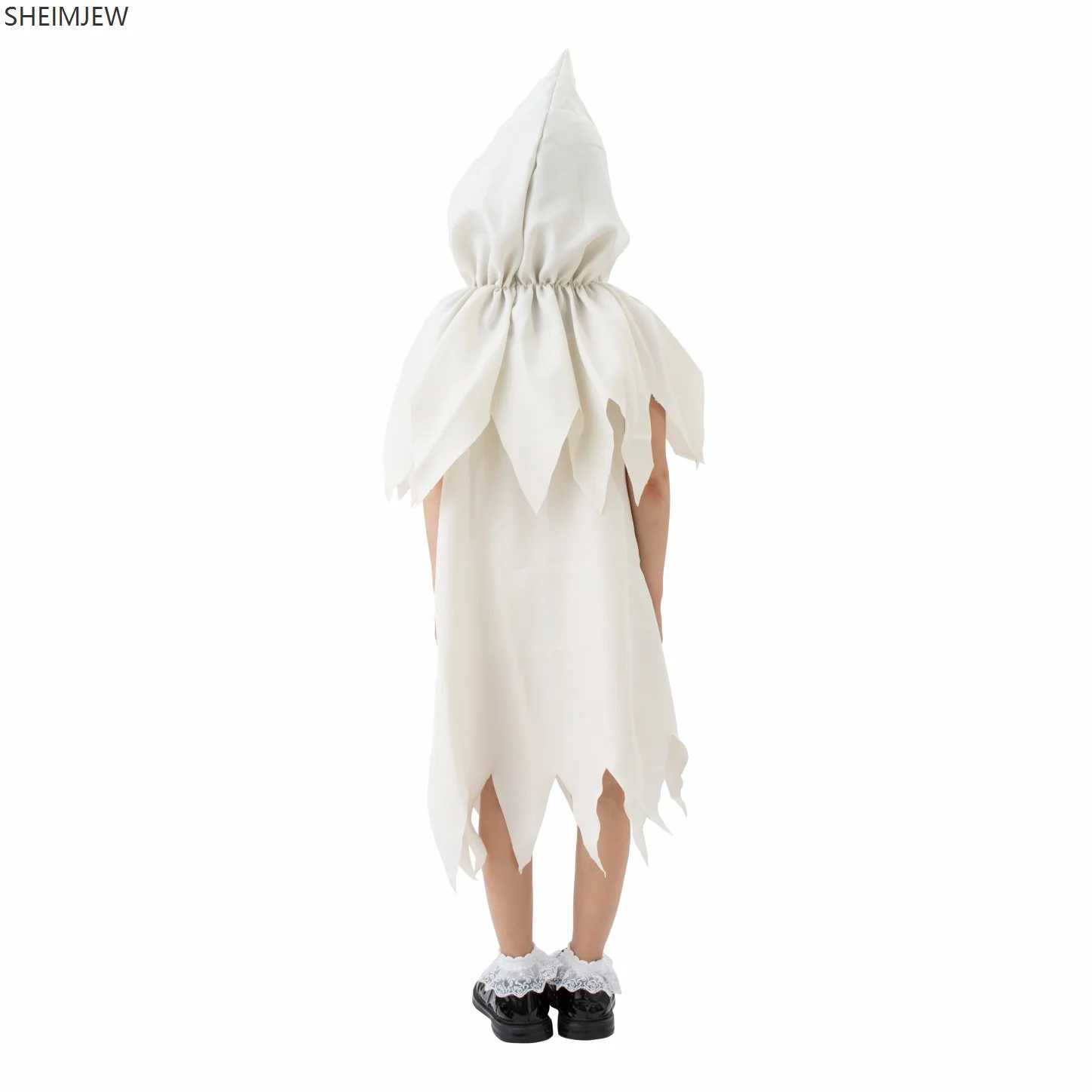New Childrens Halloween Party Horror Roleplaying White Little Ghost Head Cover Cloak Stage Boy Performance Costume L250918