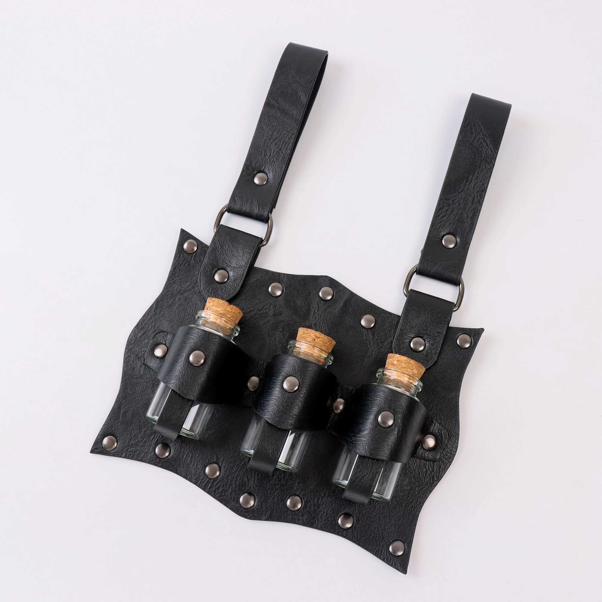 Renaissance Costume Accessories Belt Pouch 3 Potion Bottles Leather Holder Medieval Festival Halloween Costume Belt Waist Set L250918