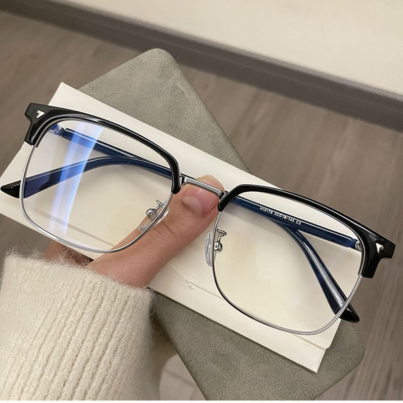 High Definition Prescription Glasses Eye Protecting Glasses Blue Light Womens Retro EyebrowStyle Frames Fashionable HalfFrames for Men Sunglasses Fram