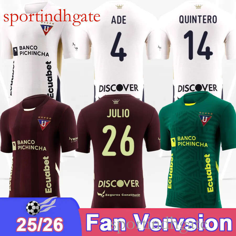 25 26 2025 Liga de Quito Mens Soccer Jerseys ARCE QUINTERO PIOVI JULIO VILLAMIL ESTRADA ADE Home Away 3rd Football Shirt Short Sleeve Adult Uniforms