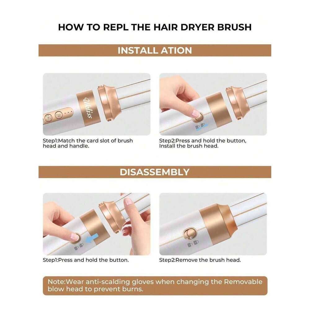 UKLISS Air Style 7-In-1 Upgraded Version 110,000 RPM Styling Brush Quick Dry For Wet Hair, Round Straightening Brush, Automatic Curling Iron, Hair Dry