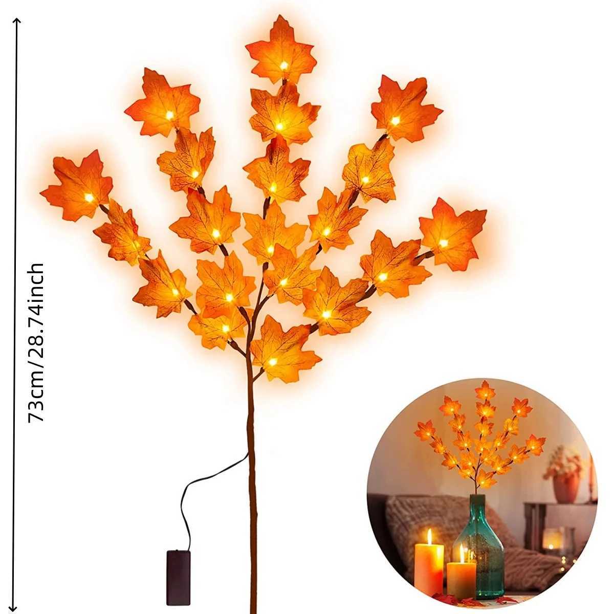 1pc 20 LED Simulation Red Maple Leaf Branch Lights Battery Powered Twig Branches Artificial Leaves Table Lights For Home Decor C250919