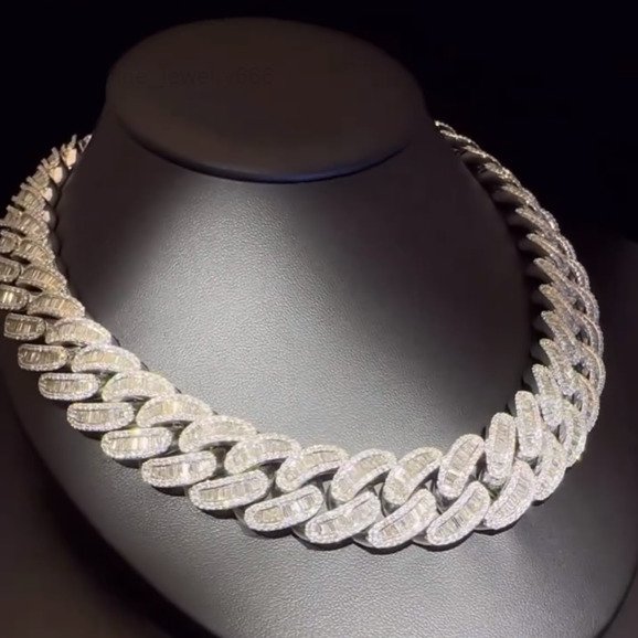 20MM Moissanite Cuban Link Chain Hiphop Jewelry 925 Silver VVS Iced Out Moissanite Cuban Chain