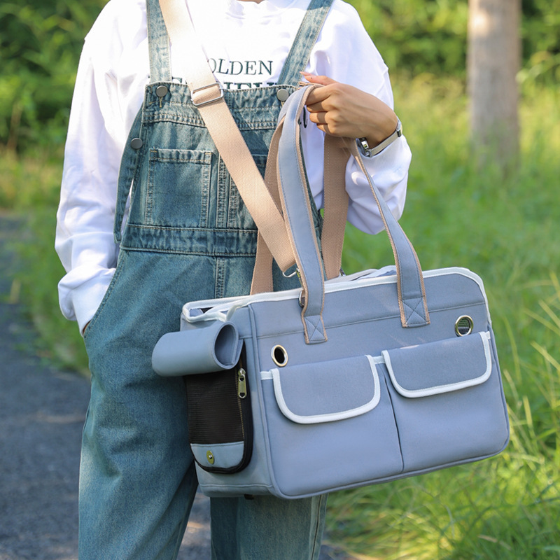 Crossbody Cat Portable Pet Breathable Canvas Handbag Foldable Dog Bag for Outdoor Use