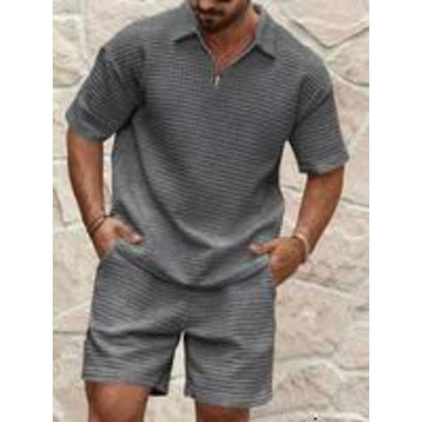 Solid Color Short Sleeve Tee & Loose Casual Fashion Cozy Breathable Two-piece Outfits Summer, Clothes for Daily Wear, Clothing, Shortsleeve Menswear, 
