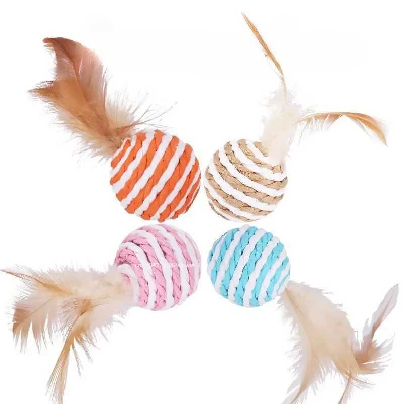 Cat Toys Sisal Balls with Feathers Cat Resistant To Biting Grinding Teeth Making Sounds Cat Scratching Balls Cat Teasing X250918