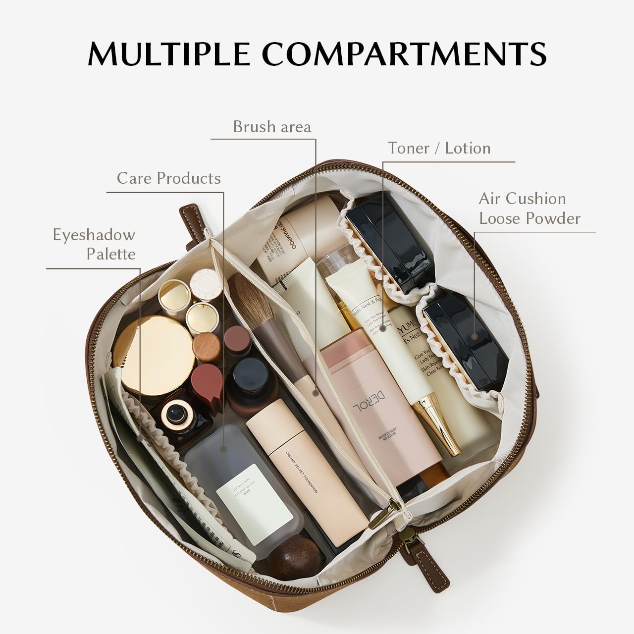 Spacious Flat Lay Toiletry Bag Waterproof Stylish Printed Women Cosmetic Makeup Travel Organizer