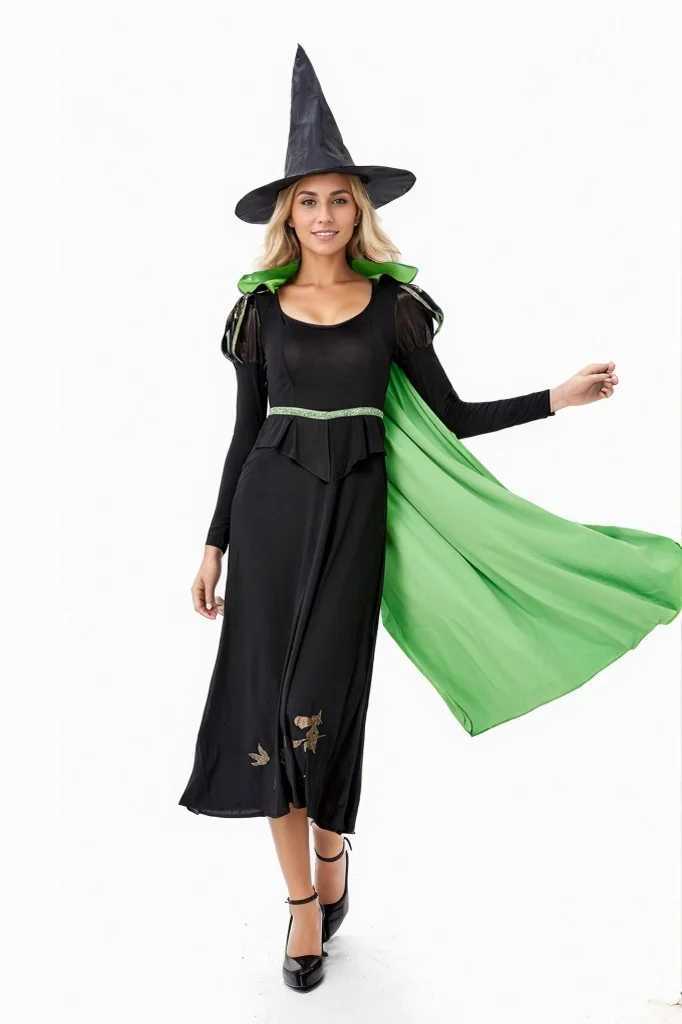 F1770 Women Halloween Costume Adult Wicked Witch Dress L250918