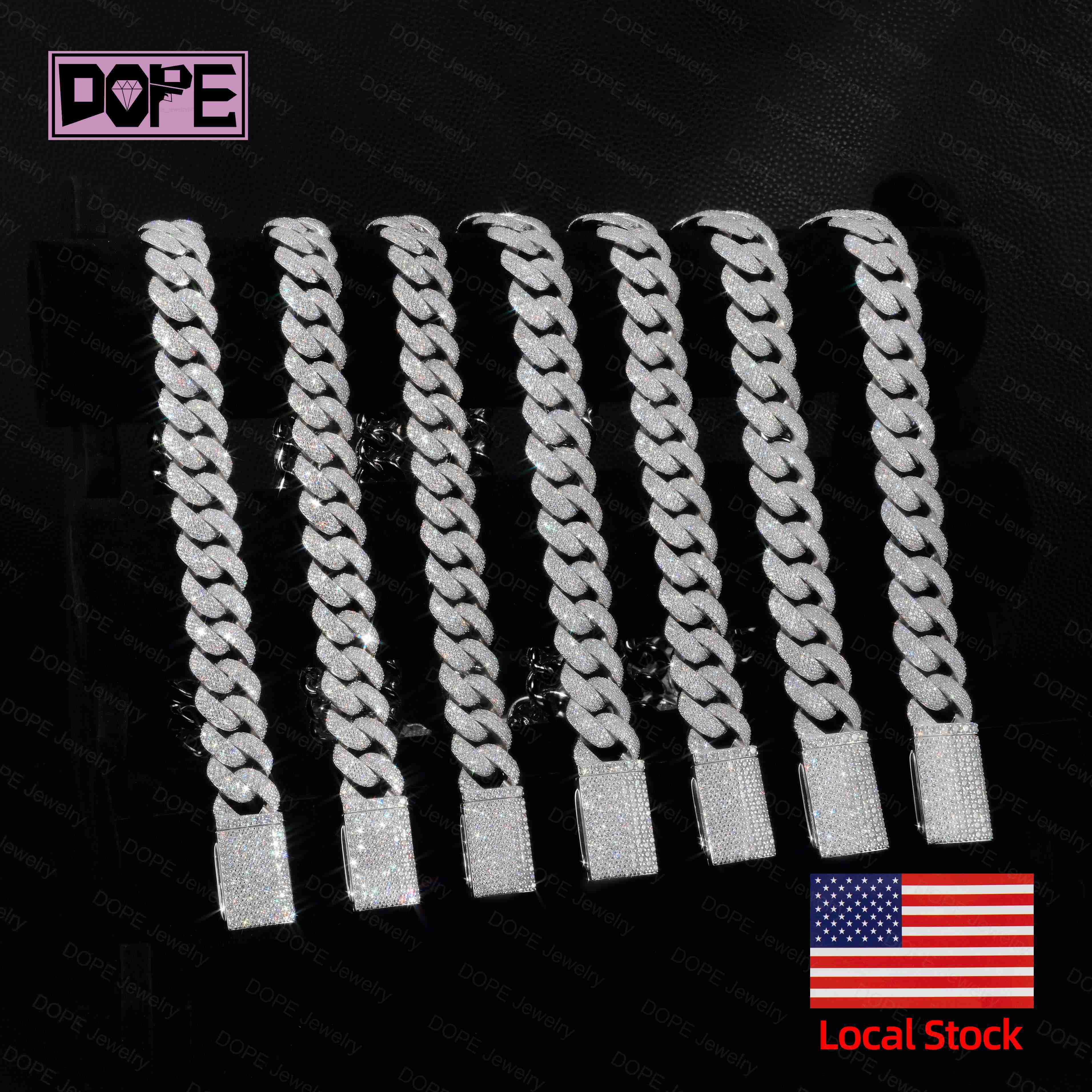New Arrival 22mm Cuban Necklace 925 Silver Jewelry Hip Hop Iced Out VVS Moissanite Cuban Link Chain