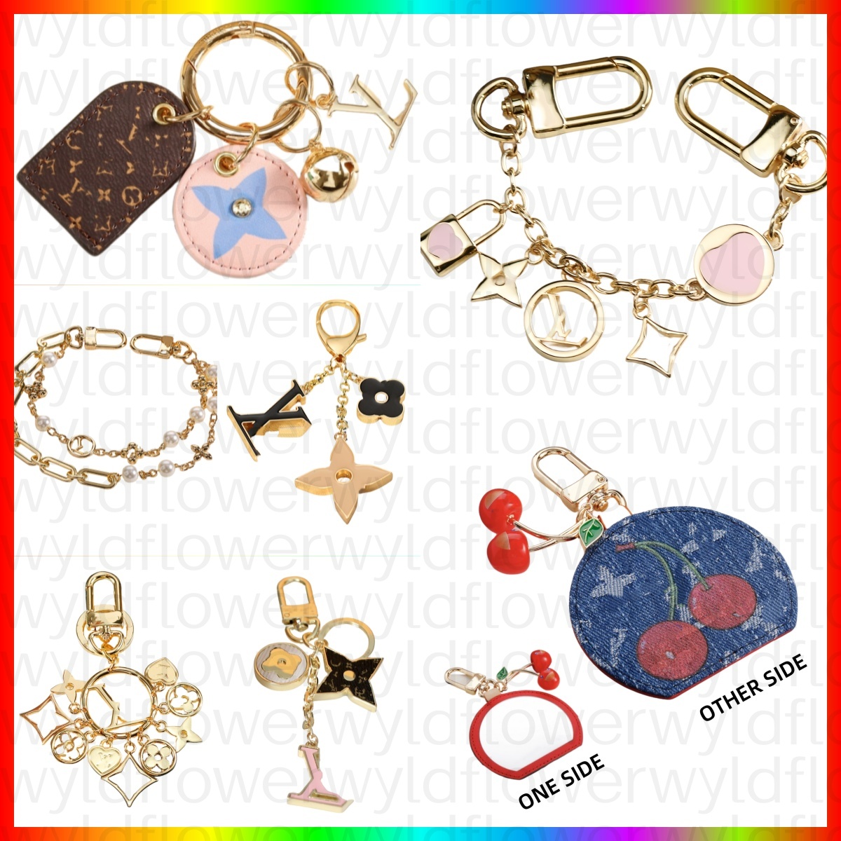 New Bag Charm Luxury keychain for Women cute bag charms Keychains fruit Classic Pendant chain Fashion Key Rings quality Refreshing Style key chain Lanyards