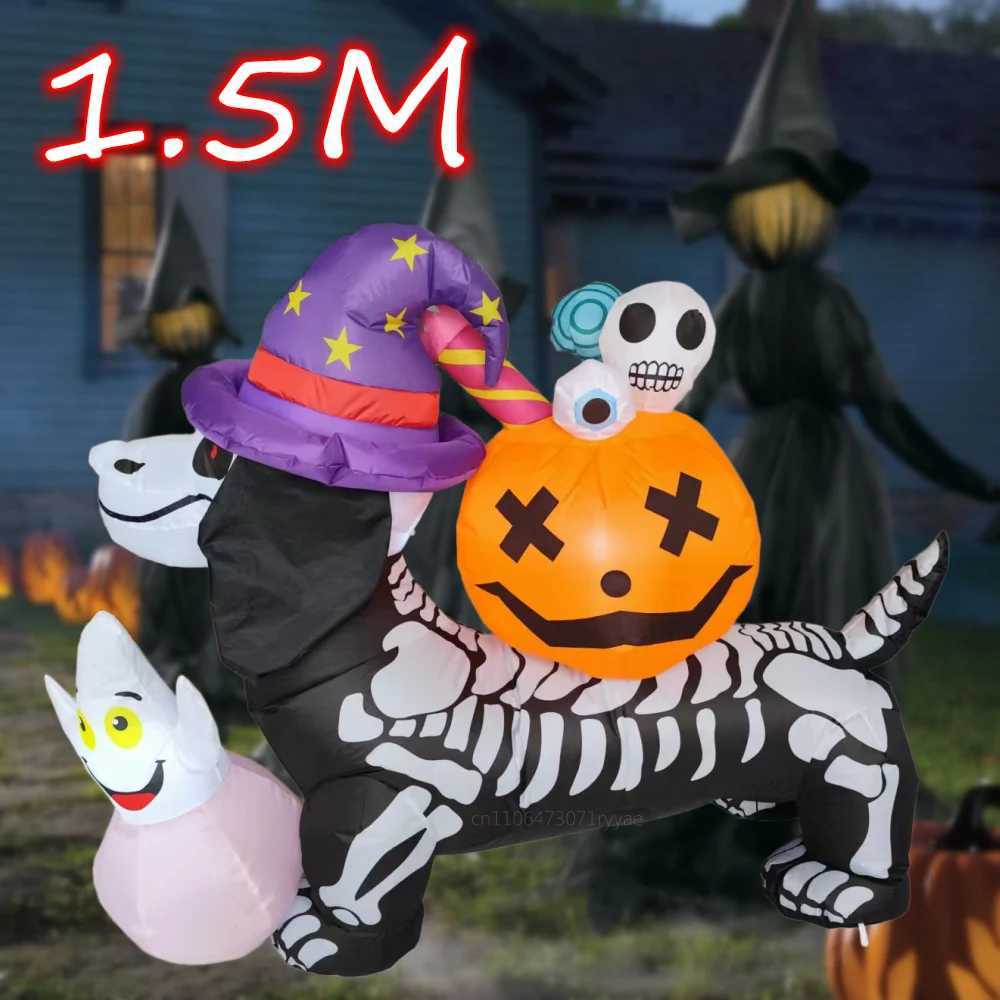 15M Long Halloween Inflatables Puppy Pumpkin Decor Buildin LED Outdoor Horror House Yard Garden Props Halloween Party Decor C250919