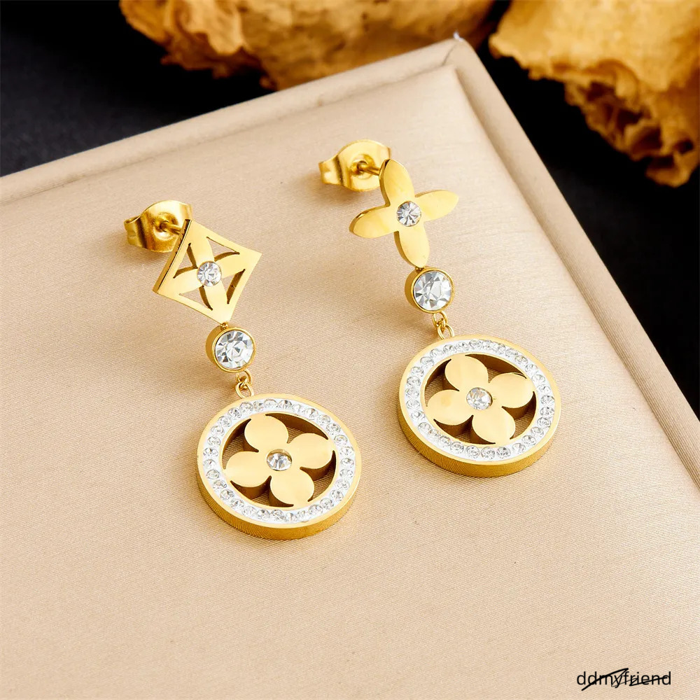 Designer For Women's Titanium Steel Colorless Necklace Bracelet Collection Personality Simple Style Fashionable Earrings ddmyfriend