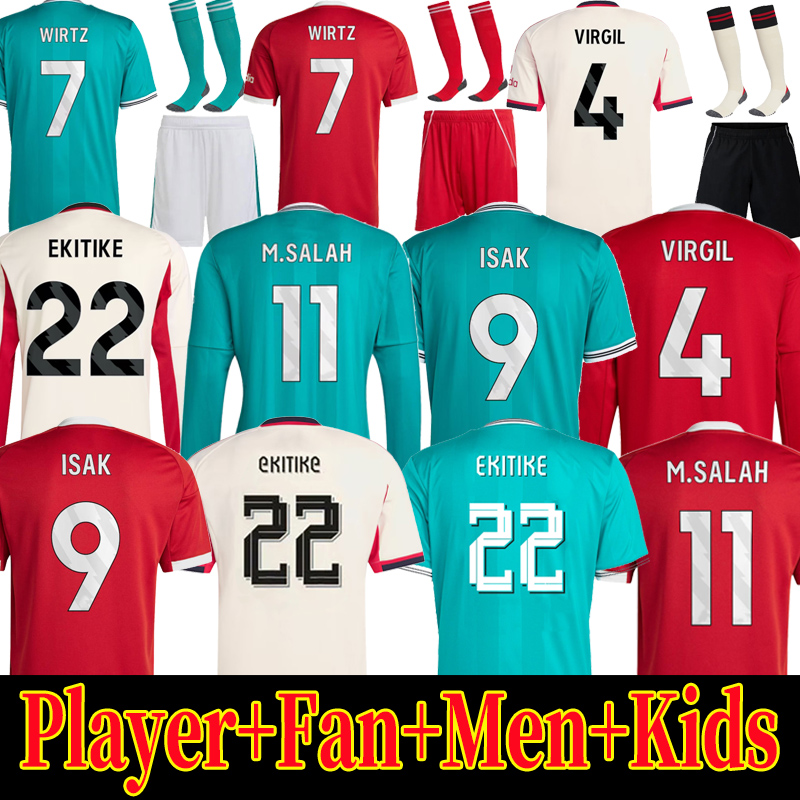 25 26 ISAK WIRTZ soccer jersey 2025 football shirt goalkeeper EKITIKE SZOBOSZLAI Long Sleeve kids kit uniforms SALAH FRIMPONG Kerkez DIOGO JOTA MAC ALLISTER Kits
