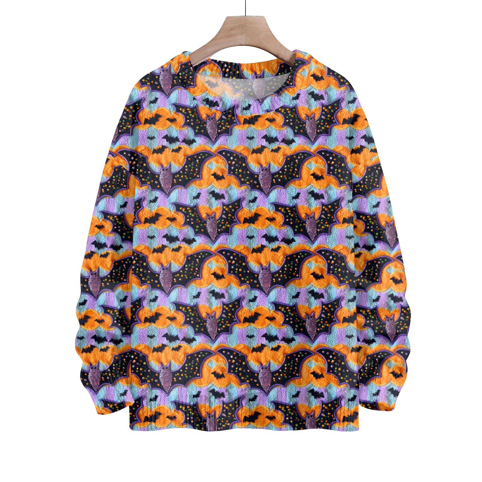 Men's Sweaters Oversized Sweater Halloween Print Knit Long Sleeve Pullover Casual Ghost And Jack-O-Lantern Pattern
