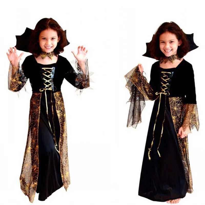 Black Girls Halloween Vampire Costume For Kids Children Sorceress Cosplay Carnival Purim Parade Stage Show Role Play Party Dress L250918