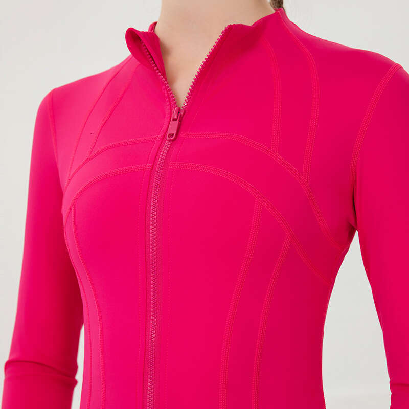 Ladies Yoga Sportswear Quick-Dry Stylish Fitness Jogging Solid Color Sports Jacket Breathable Comfortable Lines Jacket