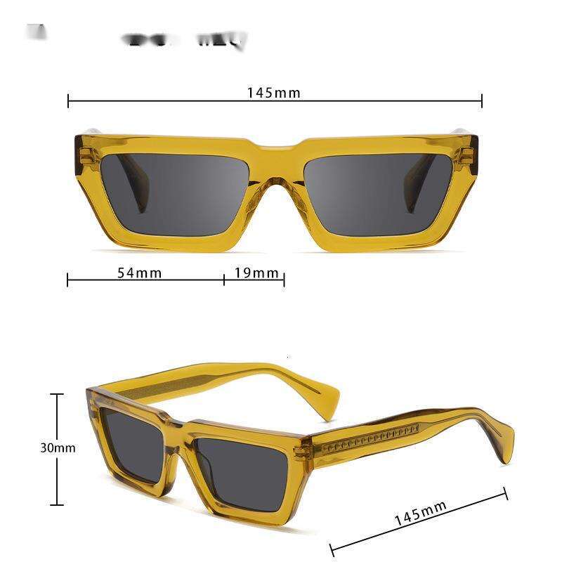 Square Trendy Street Style Disco Small Frame High-end Pin Insert Leak-proof Acetate Sunglasses