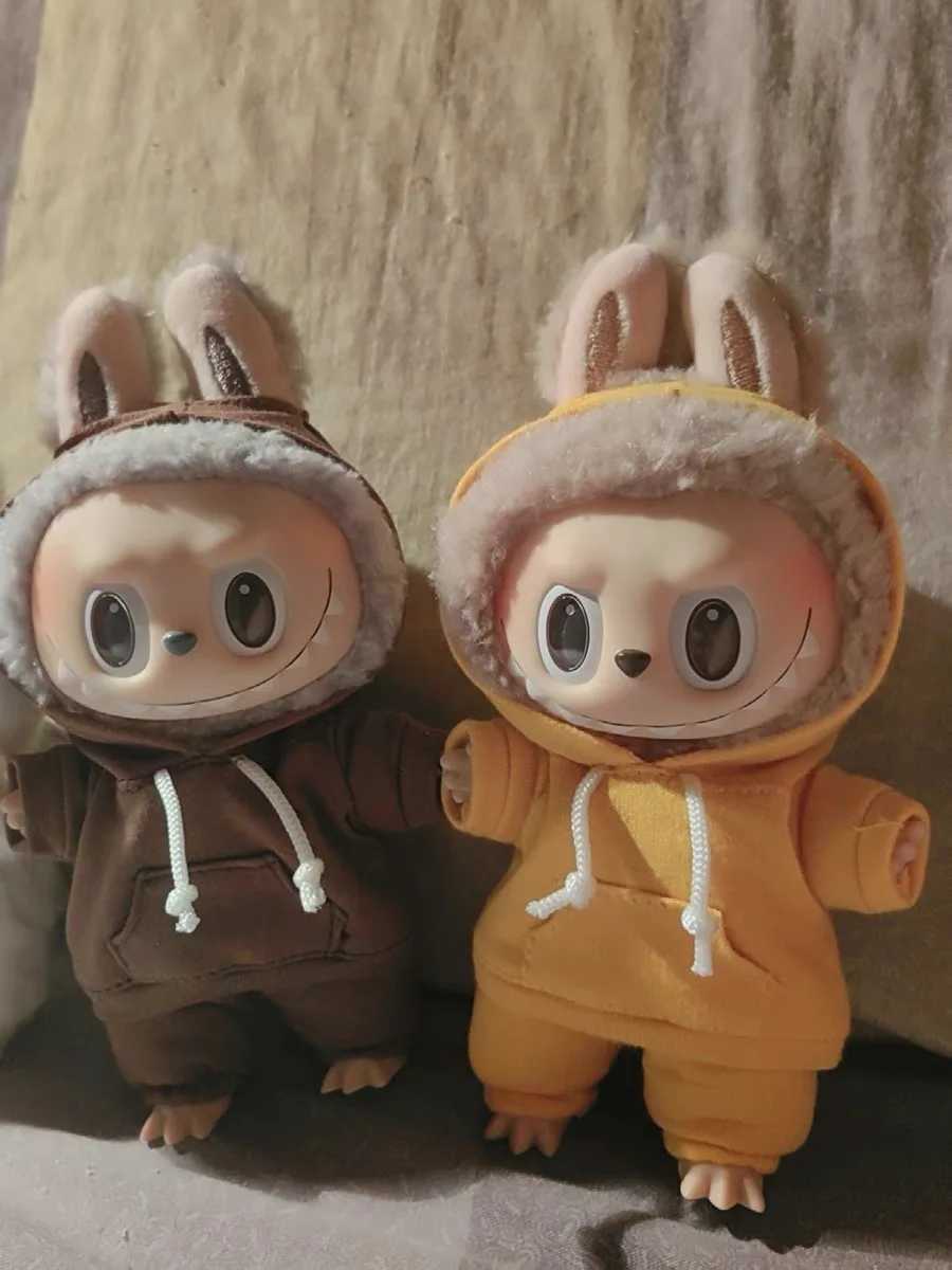 17cm Dolls fashion Clothes for Labubu The Monster Outfit Accessories Clothing DIY Kids Gift Girls Hooded Sweatshirt Pants C250919