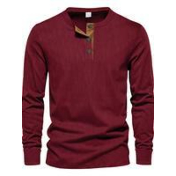 Solid Button Front Corduroy Henley Tee, Loose Casual Long Sleeve Round Neck T-shirt Spring & Fall, Fashion Men's Top for Daily Wear
