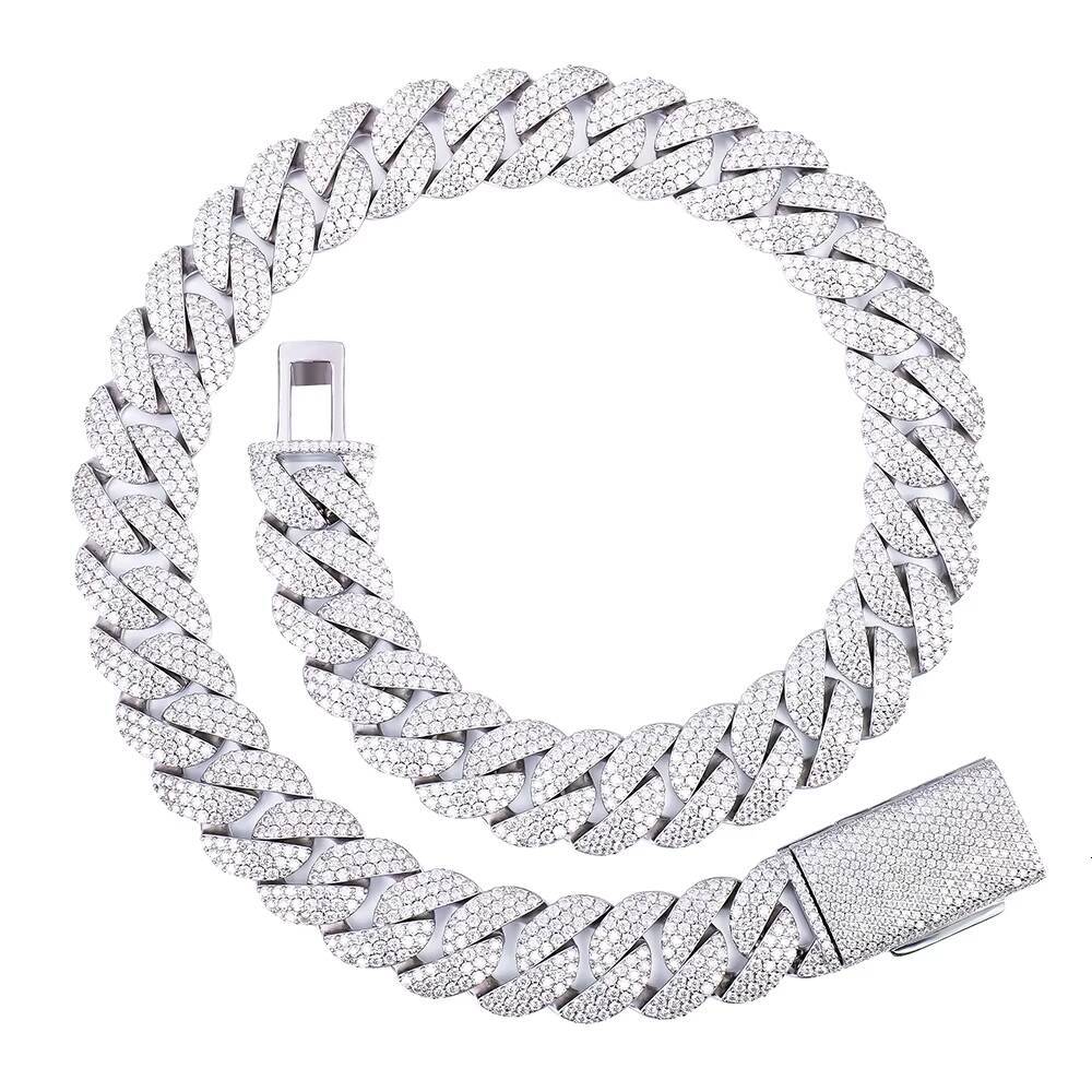 925 Sterling Silver Arc Style Heavy Weight HandSet VVS Moissanite 18mm Iced Out Cuban Link Necklace