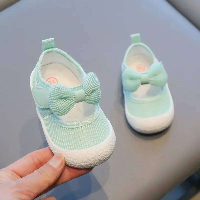 Kids Baby Girl Walking Breathable and Mesh Bow Princess Shoes with Non Slip Soft Soles