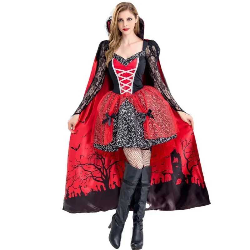 Girls Cosplay Vampire Halloween Dress For Kids Ghost Bride Gothic Costume Count Vampiran Carnival Outfit Black Red Clothes L250918