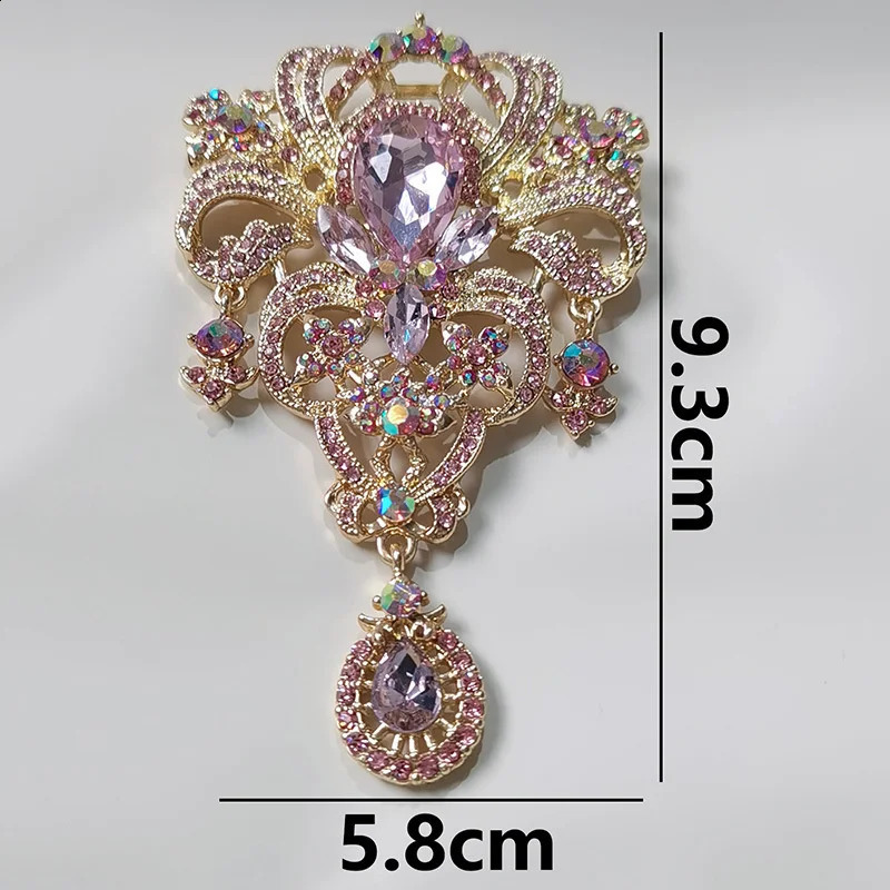 Creative Crown Brooch Highend Alloy Womens Corsage Colorful Rhinestone and Water Drop Jewelry 250919