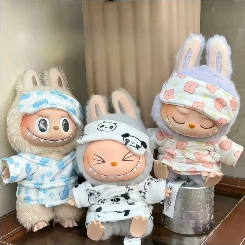For Labubu clothes 1517cm Mini Pajamas with Eye Mask Threepiece Kawaii V1V2V3 Labubu Clothes Cute Idol Accessories Kids Gifts C250919