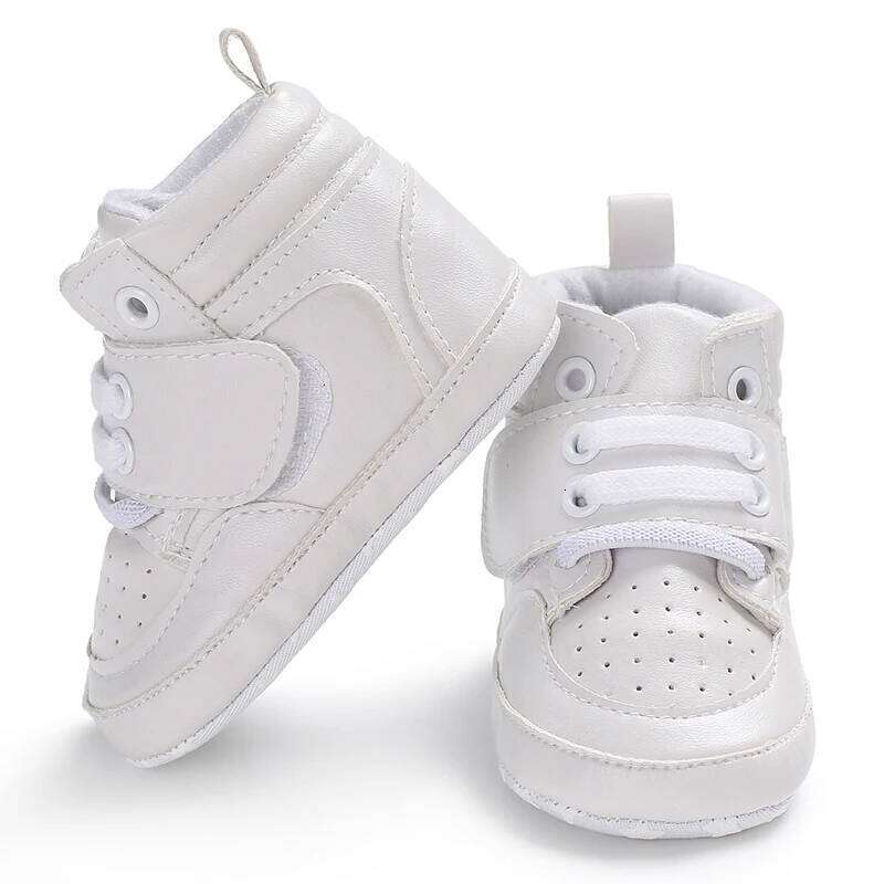 Newborn Baby Fashion Sneakers Boys Girls Solid Lace Up High Shoes Toddlers Breathable Non Slip First Walkers 0-18 Months