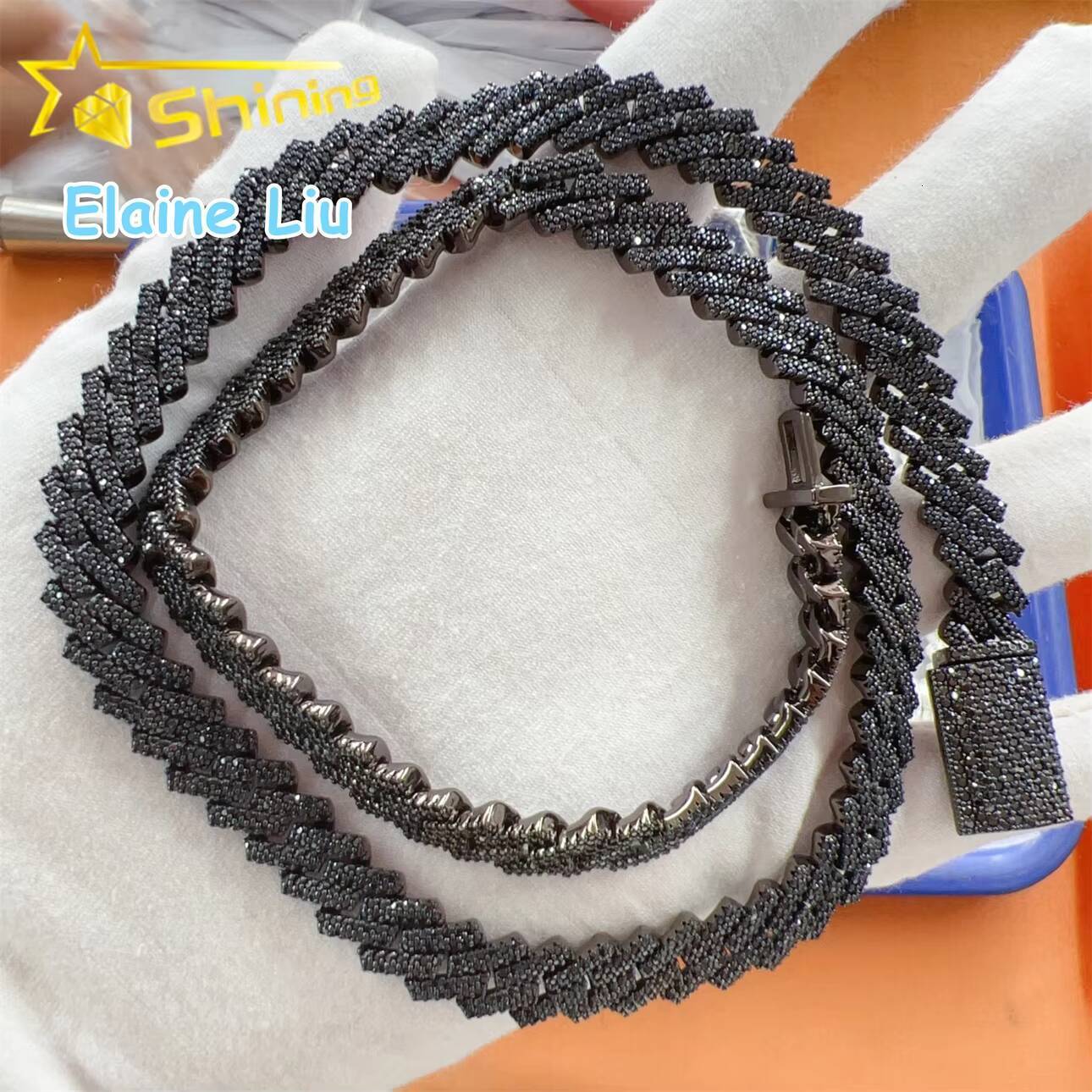 12MM Sterling Silver 925 Hip Hop Miami Cuban Necklace Jewelry VVS Moissanite Cuban Link Chain Necklace