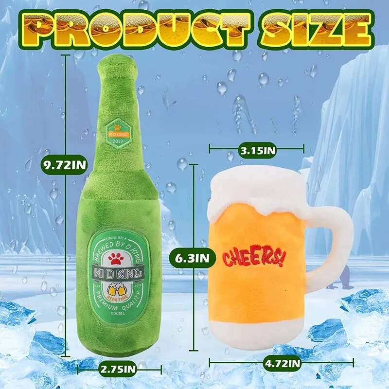 2025 new Squeaky Wine Bottle Dog Toy Plush Puppy Teething Funny Cool Stuffed Dogs Toys