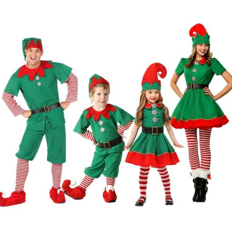 Santa Claus Costume Elf Christmas Outfit for Family New Year Clothes Men Women Xmas Santas Elves Cosplay Green Red Fancy Dress L250918
